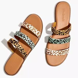 Madewell The Ilana Slide Sandal Multicolored Animal Print Calf Hair Size 9.5 New